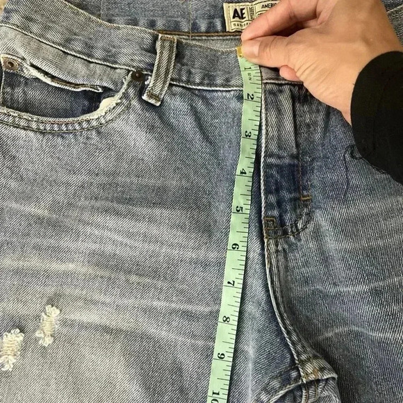 American Eagle Womens 6 Fray Hem Bootcut Jeans Mid Rise Distressed Boho 70s Y2K - Picture 10 of 11